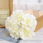 White artificial peony hydrangea bridal bouquet 2pcs for wedding home DIY decor