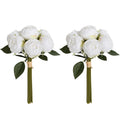 White Peony Flowers 2 Bouquets with Stems for home wedding vintage by IPOPU