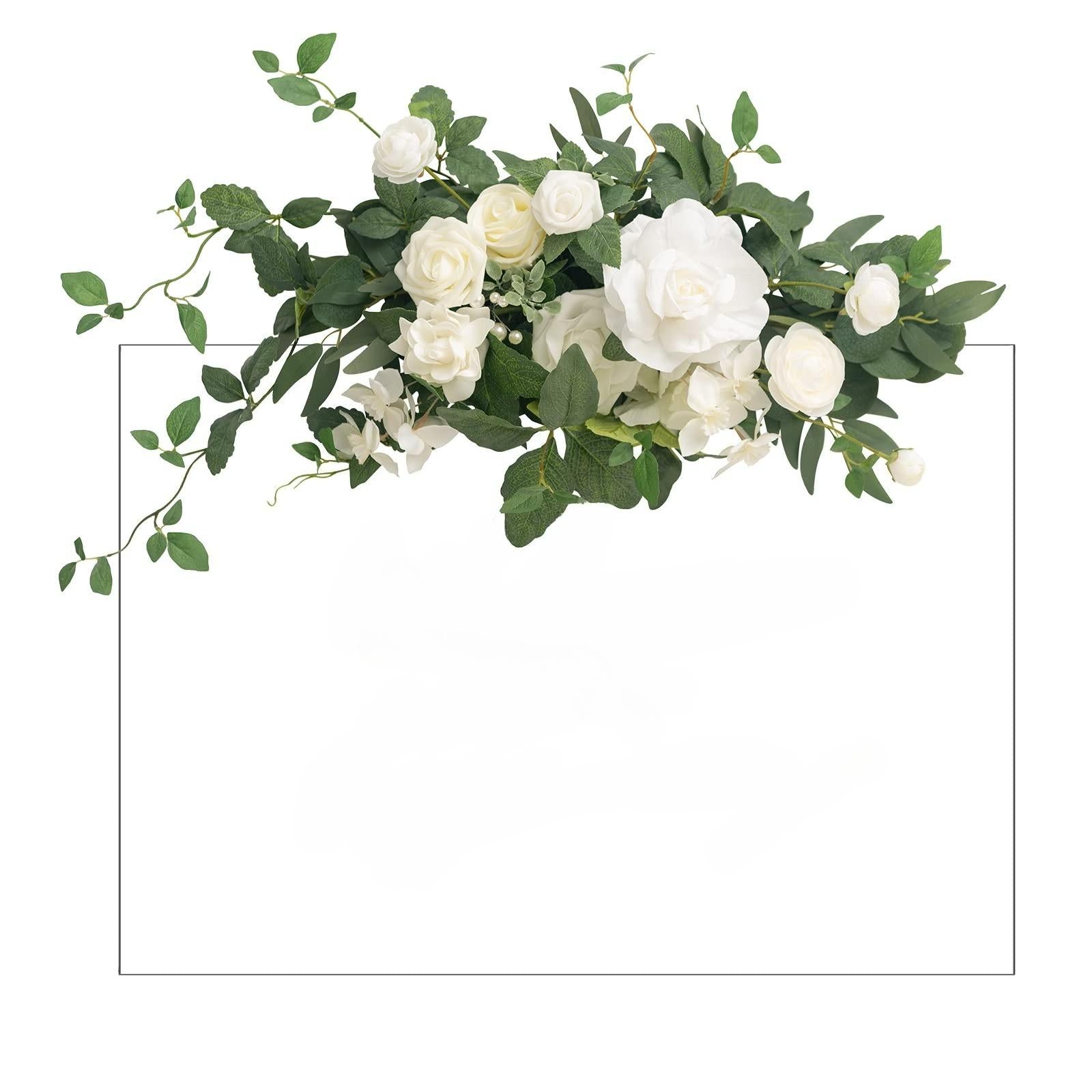 White artificial flower backdrop garland ceremony reception wall head table home decor
