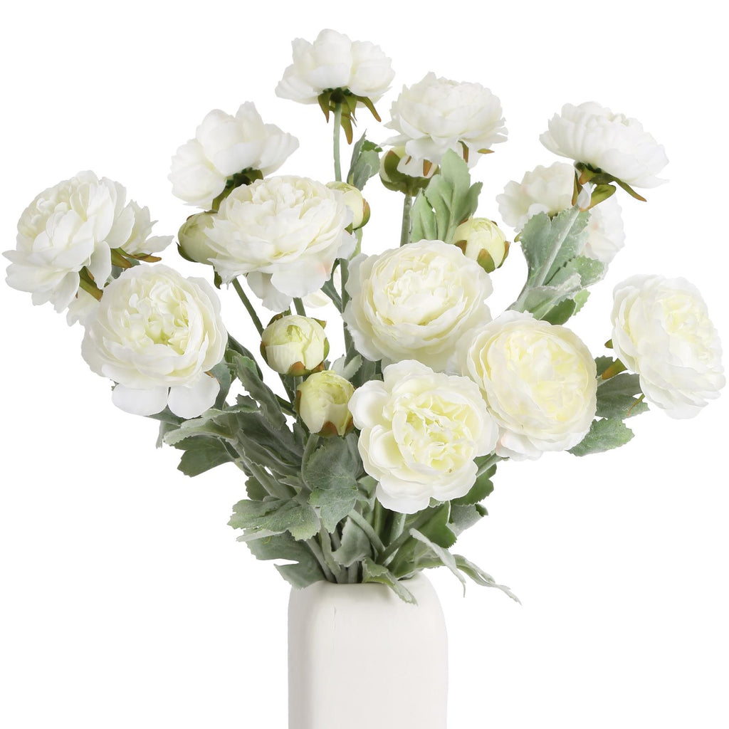 White artificial peony rose combo bouquet 6pcs for home table kitchen wedding party farmhouse decor