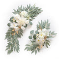 White faux flower swag set of 2 wedding arch floral decor ceremony reception
