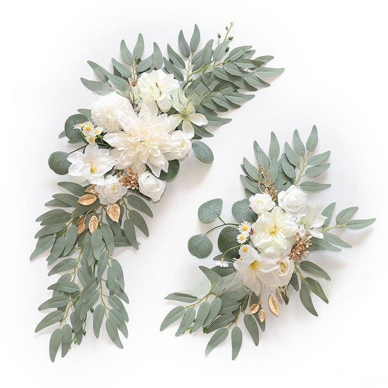 White faux flower swag set of 2 wedding arch floral decor ceremony reception