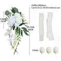 White artificial flower chair decoration with chiffon ribbon for wedding ceremony party