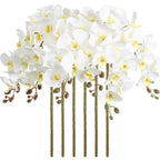 White Velvet Orchid Flowers 6pcs 38 Inch Long Stem for tall vase wedding by IPOPU