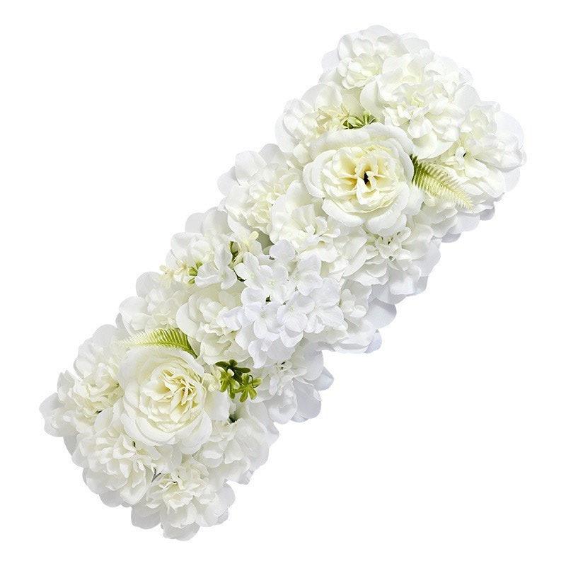 White artificial orchid hydrangea flower wall panel set of 2 for wedding backdrop
