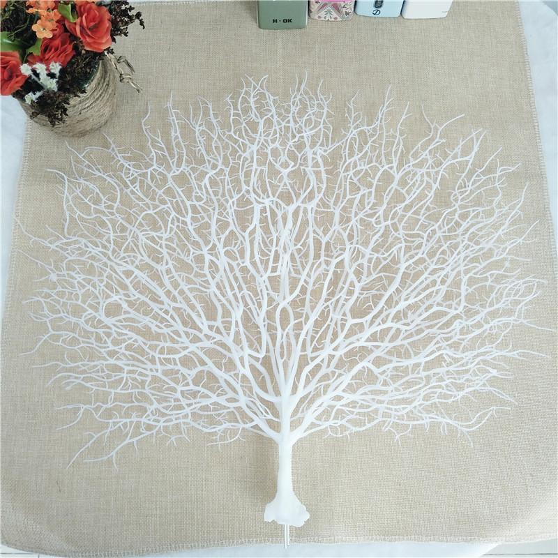 White artificial peacock and coral branch table centerpiece for wedding and home decor
