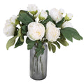 White Vintage Peony Stems 5pcs 10 Heads for spring home decor by IPOPU
