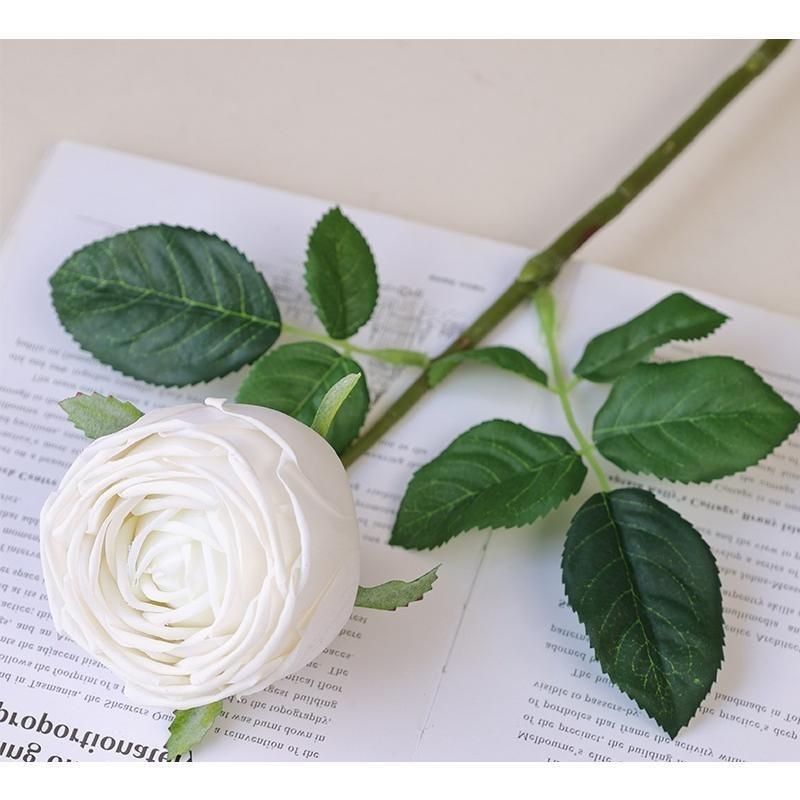 White real touch fuchsia rose stems 5pcs for wedding bouquet centerpiece home party decor