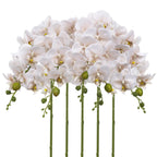 White glitter artificial phalaenopsis orchid stems 5pcs for wedding reception table centerpiece home decor