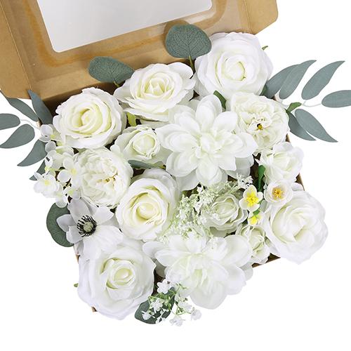 White artificial rose heads bulk for wedding centerpiece bouquet home decor DIY