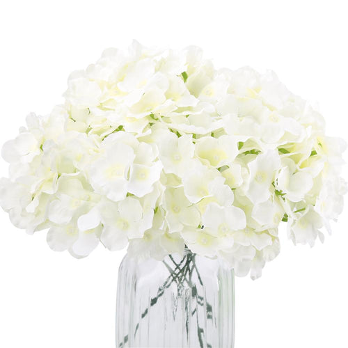 White real touch faux hydrangea flowers 10pcs with stems for wedding home party decor