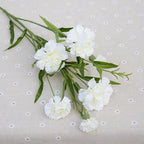 White artificial carnation flowers with stems 2pcs for wedding home table centerpiece decor
