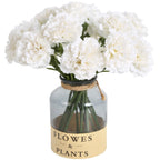 White artificial carnation flowers 15pcs with stems for wedding bouquet home decor anniversary birthday
