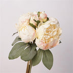 White faux peony flowers 2 bouquets 14 heads with stems for wedding bridal bouquet home decor