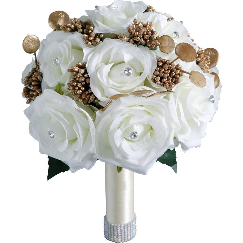 White rose wedding bouquet for bride bridesmaid wedding ceremony prom party decoration