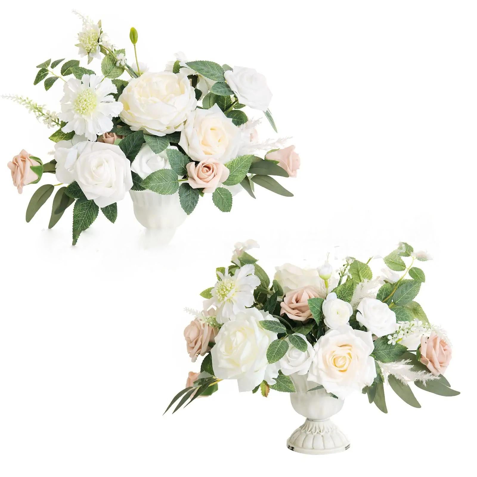 White wedding flower ball garland 2pcs artificial centerpiece table display wedding decor