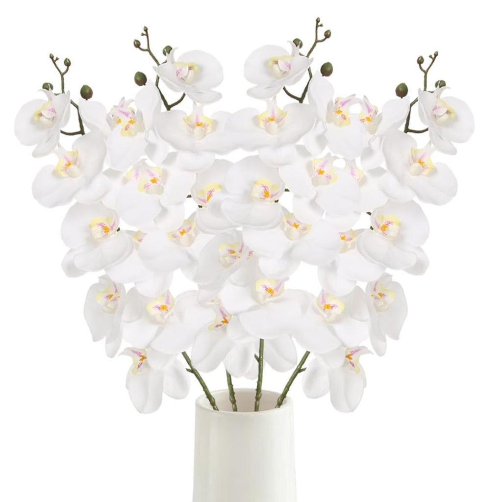 White artificial phalaenopsis orchid 4pcs 37.4in real touch stems for home decor wedding