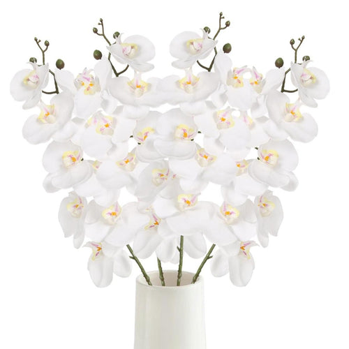 White artificial phalaenopsis orchid 4pcs 37.4in real touch stems for home decor wedding