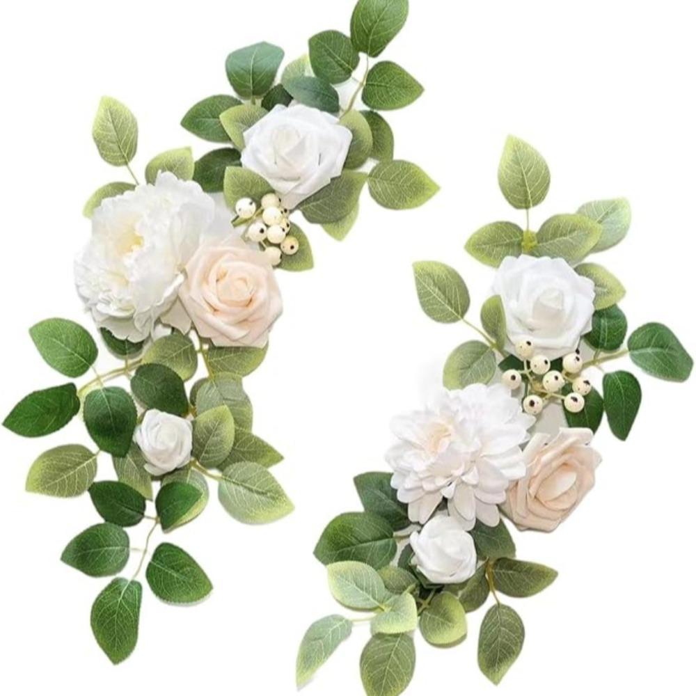 White rustic artificial flowers for wedding arch welcome sign birthday anniversary ceremony decor