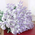 White artificial lavender bouquet 6 bundles for home wedding office garden patio decor