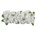 White faux rose flower row for wedding table centerpiece and reception decor
