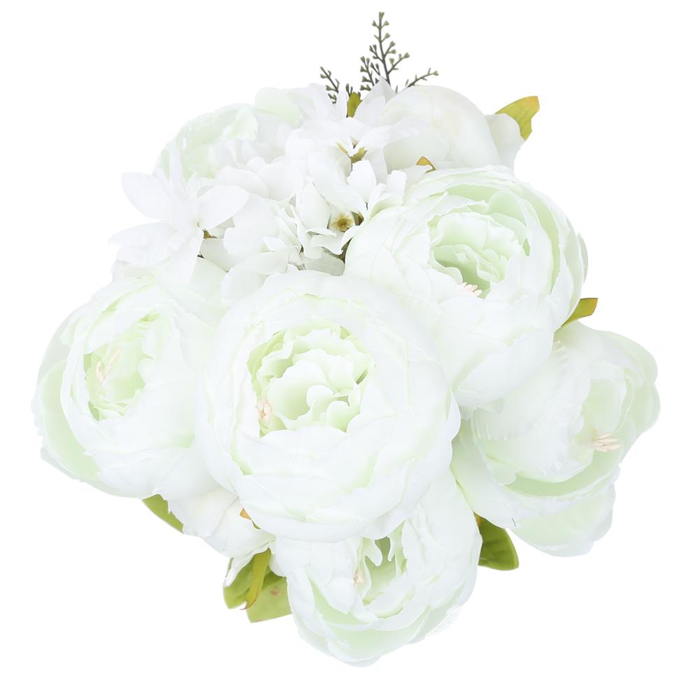 White artificial peonies and hydrangeas vintage bouquet for wedding bridal home decor