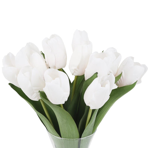 White artificial tulip flowers 6pcs for home living room wedding garden decoration