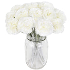 White artificial carnation flowers 16pcs for wedding bouquet home table decor Mother's Day