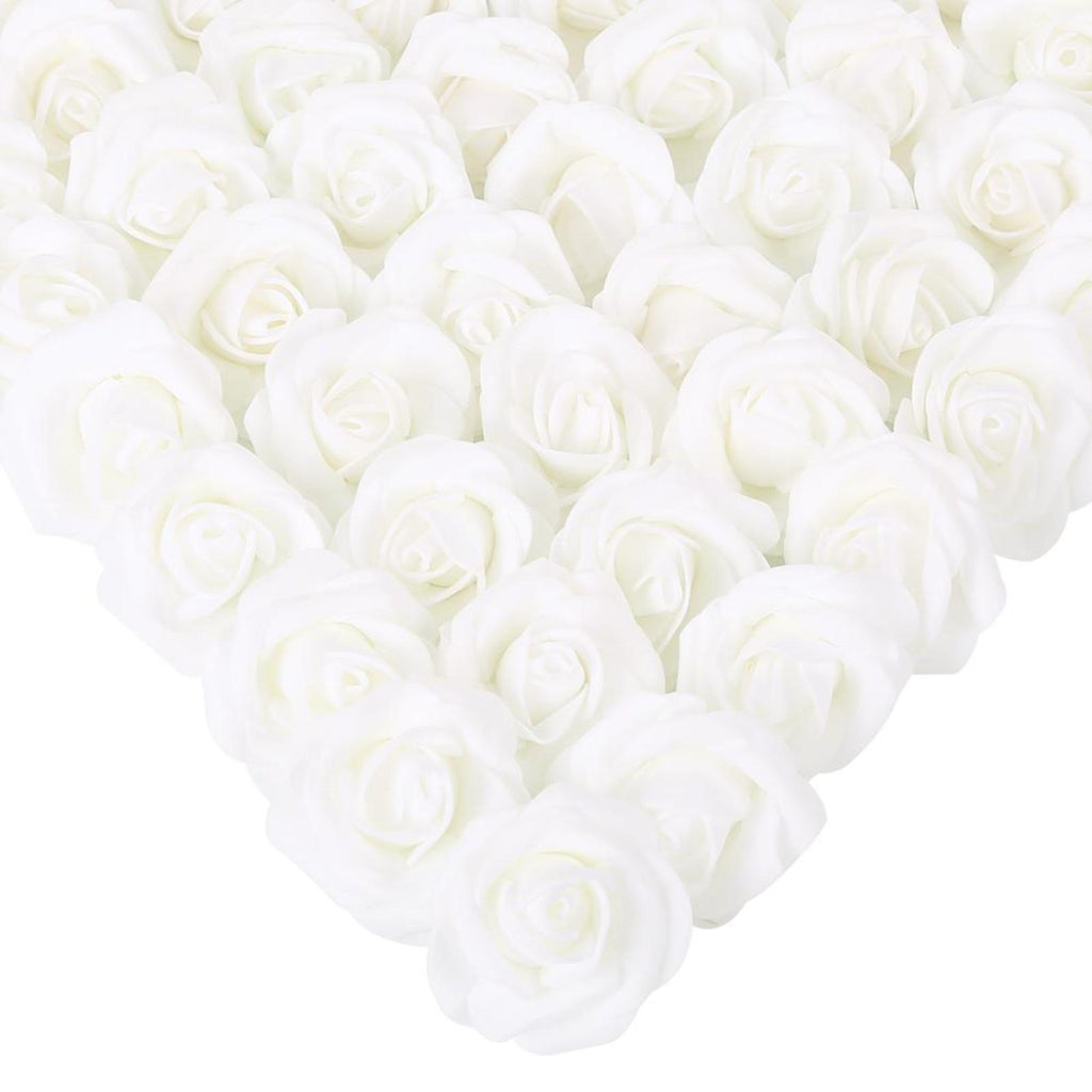White artificial stemless foam rose heads 200pcs for wedding DIY party home decor