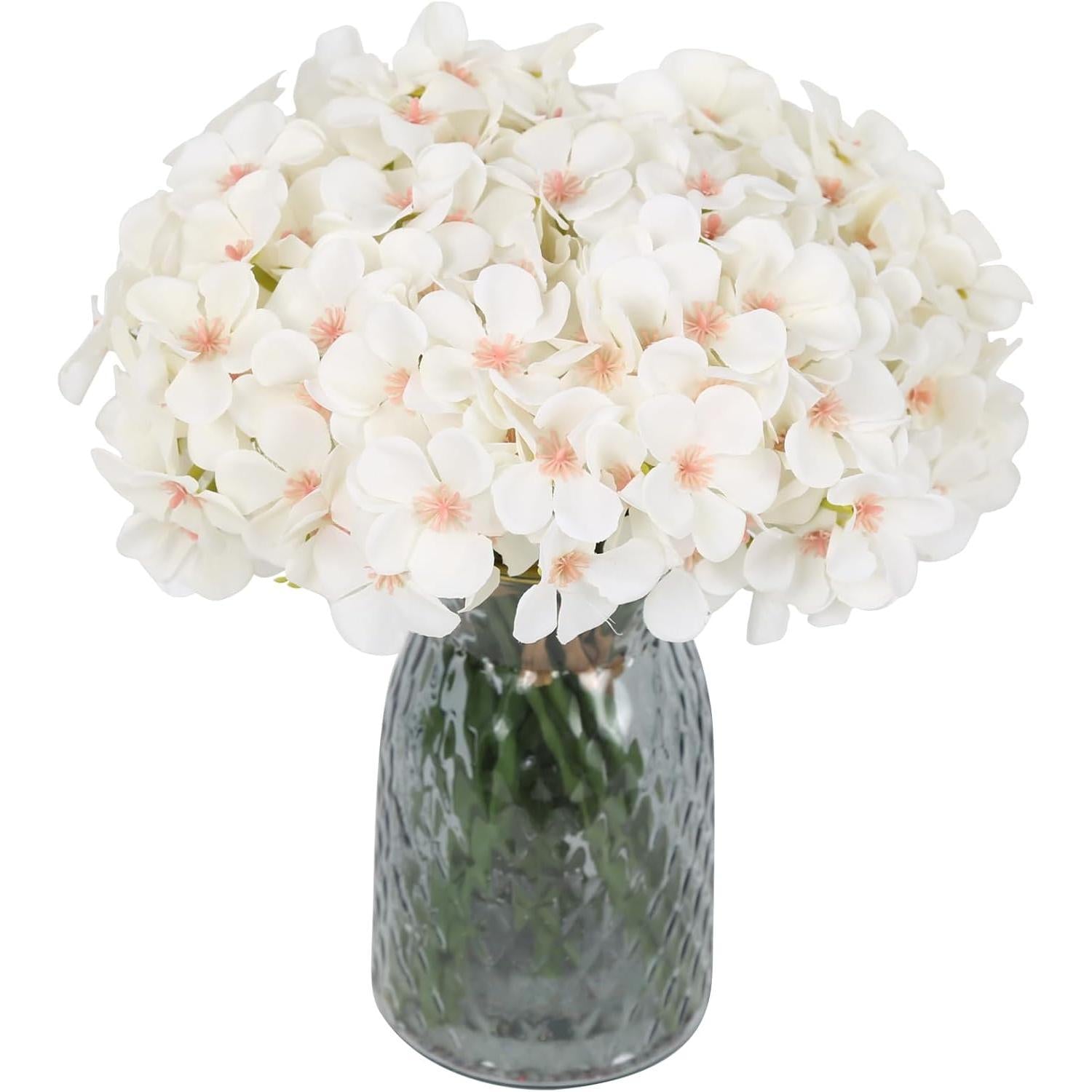 White artificial hydrangea bouquet 4 packs 28 stems for wedding centerpiece baby shower home decor