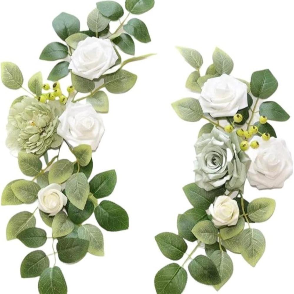 White green rustic artificial flowers for wedding arch welcome sign birthday anniversary ceremony decor