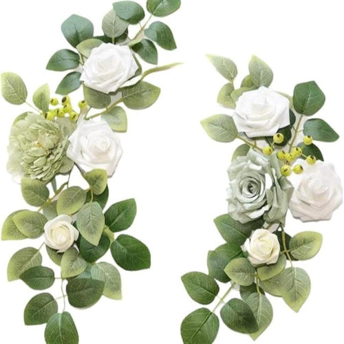White green rustic artificial flowers for wedding arch welcome sign birthday anniversary ceremony decor