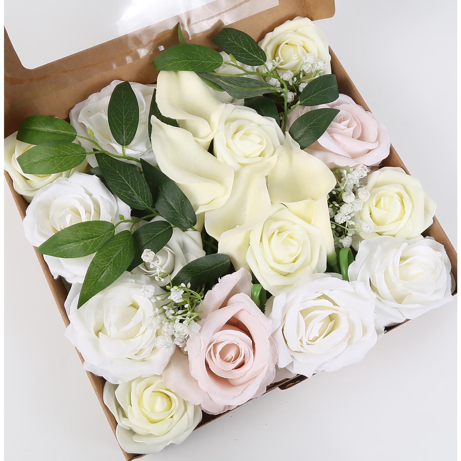 White mix artificial rose heads bulk for wedding centerpiece bouquet home decor DIY