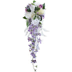 White purple artificial bridal wedding bouquet vintage floral for bride bridesmaid