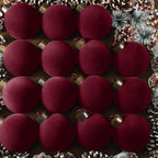 Wine Red Velvet Christmas Ball Ornaments Bulk Shatterproof 3.15 Inch for holiday decor by IPOPU