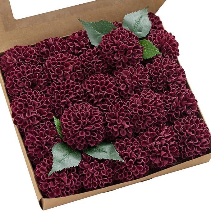 Wine red foam artificial flowers 25pcs for wedding centerpiece graduation party home decor