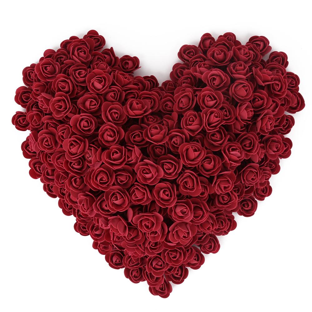 Wine red mini foam rose heads 500pcs bulk for DIY wedding bouquet party home decor