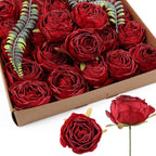 Wine red artificial rose heads 20pcs bulk for wedding centerpiece home decor DIY crafts