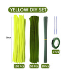 Yellow chenille stems pipe cleaner set of 10 for DIY flower crafts and classroom activities
