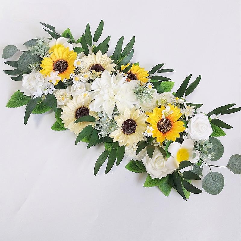 Artificial Flower, Simulation Decorative Flower Row Artificial Rose Flower Panels Simulation Flowers Wall Hanging Decor Wedding Flower Wedding Flower Ornament