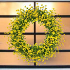 Yellow wildflower artificial wreath for front door indoor outdoor wall decor