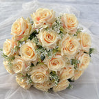 Yellow artificial 18-head ice heart corner rose bouquet for home desktop and DIY flower arrangement

