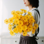 Yellow artificial daisy UV resistant outdoor wildflowers with stems for garden decoration