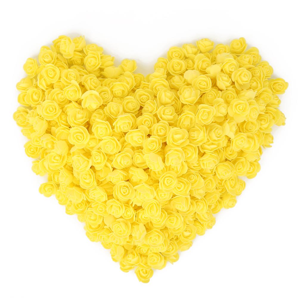 Yellow mini foam rose heads 500pcs bulk for DIY wedding bouquet baby shower party decor