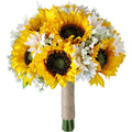 Yellow artificial sunflower wedding bouquet for bride and bridesmaid church ceremony and home decoration
