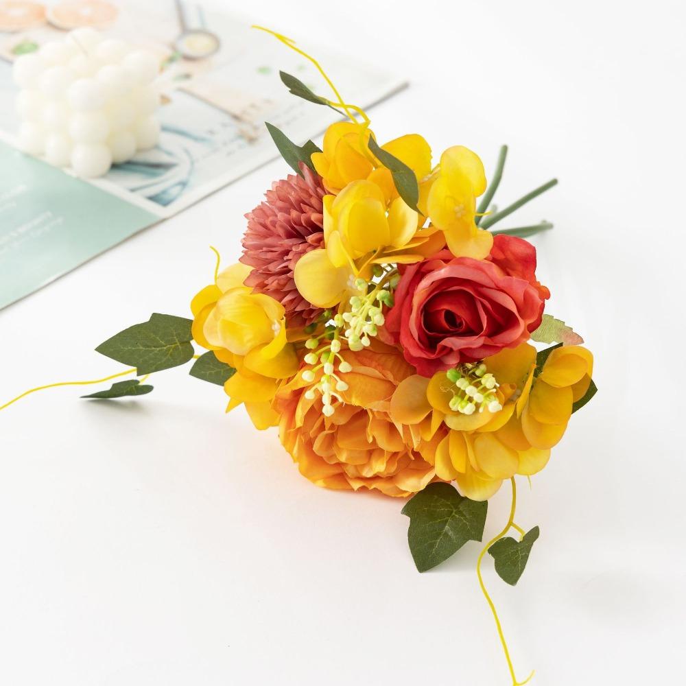 Yellow artificial flowers 2 bouquets set for DIY wedding party home decor baby shower