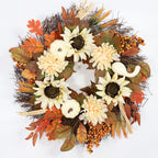 Yellow artificial maple leaf teardrop wreath for fall home decor
