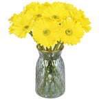 Yellow gerbera daisy artificial flowers 20pcs with stems for home and office decor
