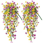 Yellow UV resistant artificial morning glory vine pack of 4 for garden fence and outdoor decor
