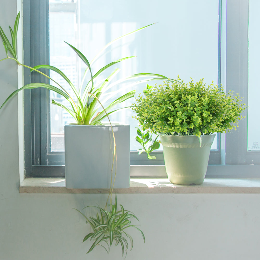 10 Bundles Realistic Artificial Plants Green Eucalyptus UV Resistant Shrubs for Indoor Outdoor Home Garden Decoration